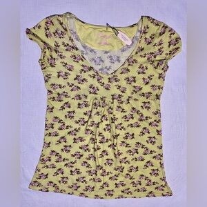 Victoria’s Secret Angel New NWT Sz L Large Yellow Floral Peplum Blouse Top